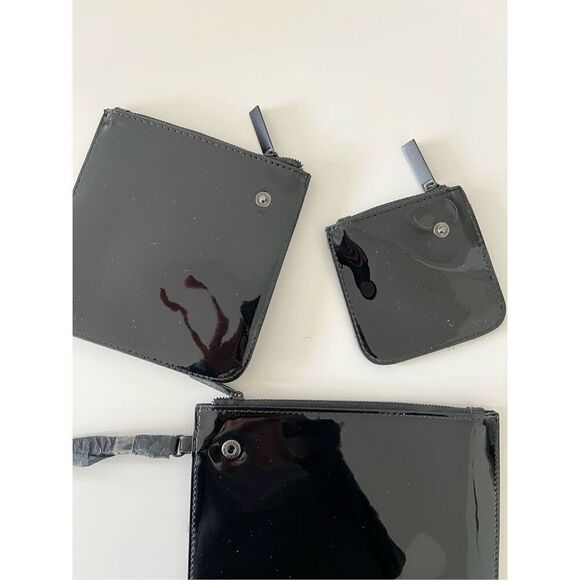 NWT Dolce Gabbana Women's Patent The Only One Beauty Cosmetic 3-Pouch Set Black - Picture 4 of 7